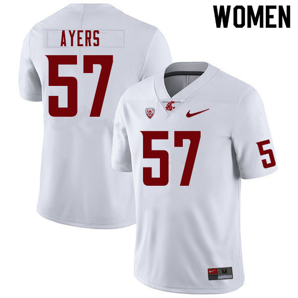 Women #57 Nick Ayers Washington State Cougars College Football Jerseys Sale-White